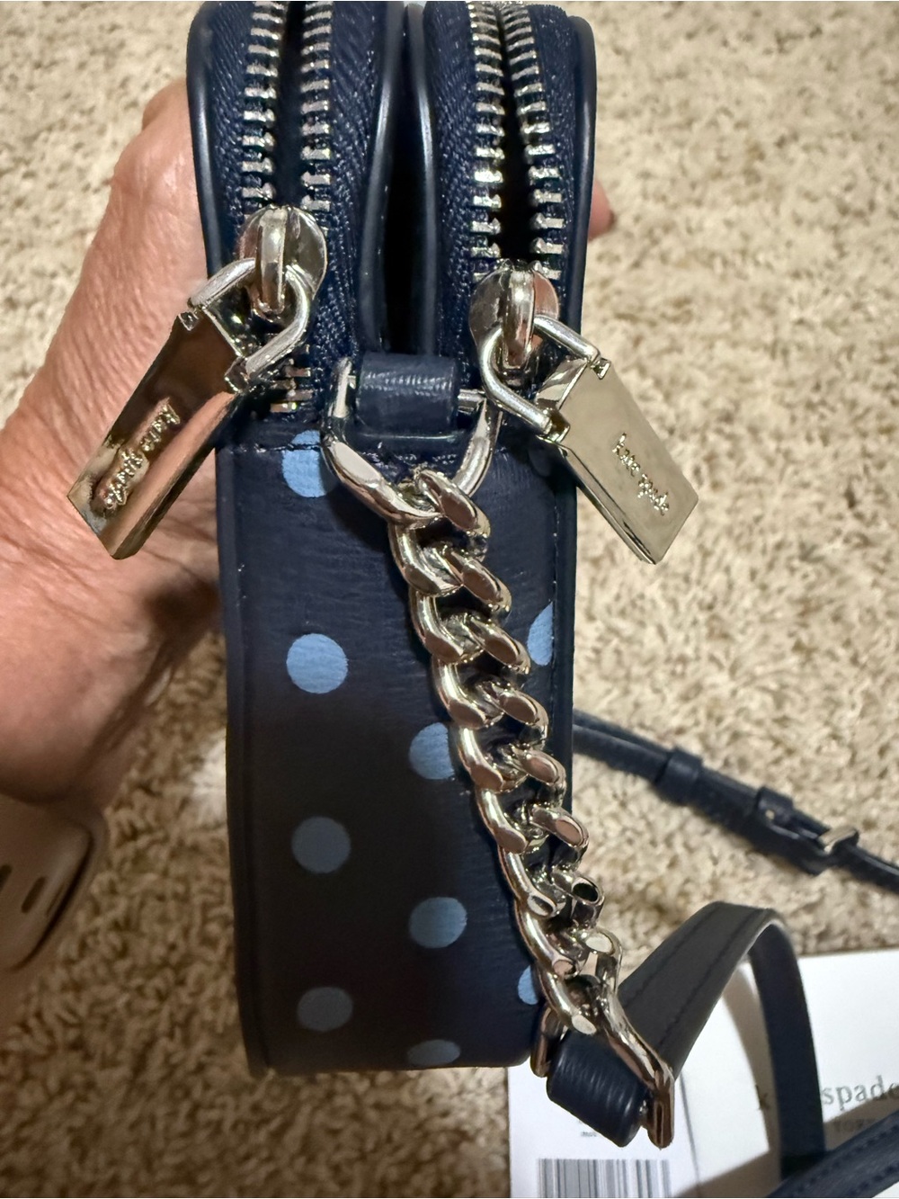 ♠️ Kate Spade Disney Navy Alice in Wonderland Polka Dot Crossbody Bag NWT - Picture 8 of 11